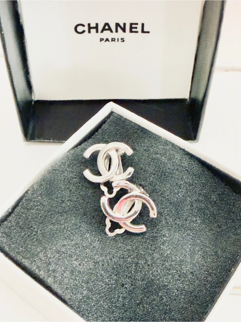 Chanel Vintage CC Logo Silver Clip-On Earrings